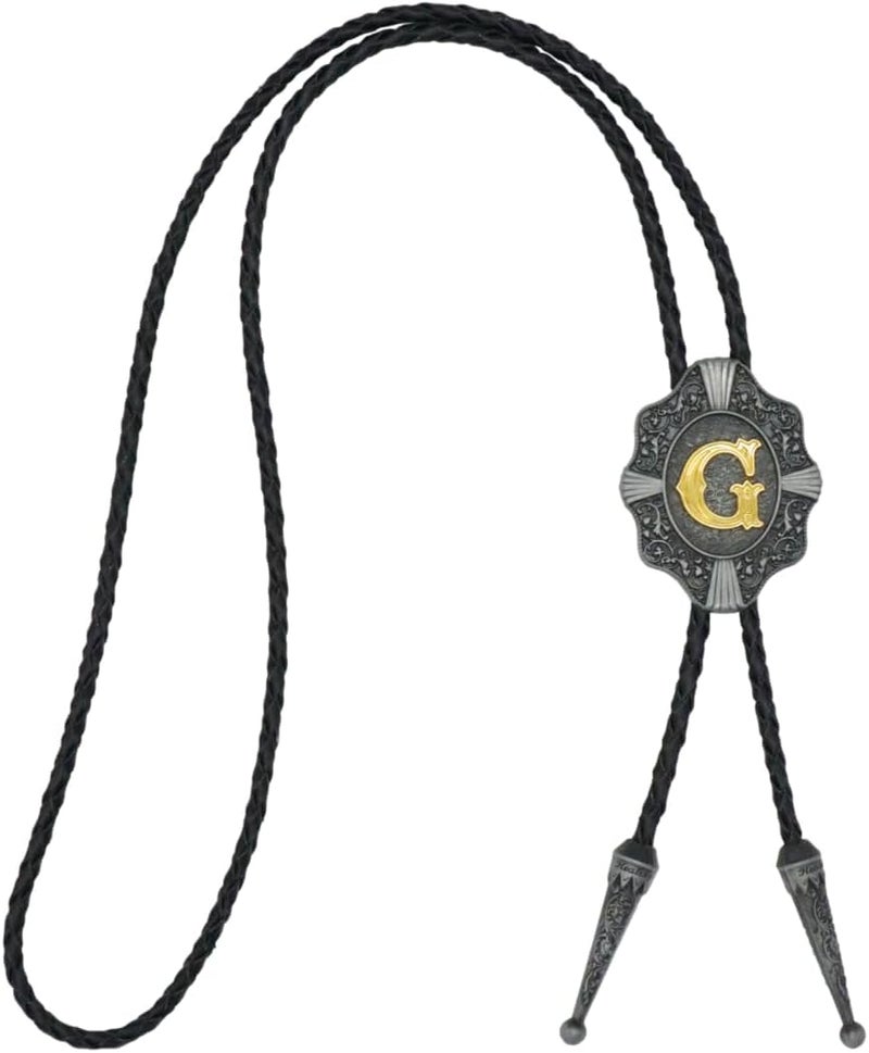 KECOL Western Letter Bolo Tie Cowboy Aalphabet A to Z Neckties Necklace for Men Women - Image 2